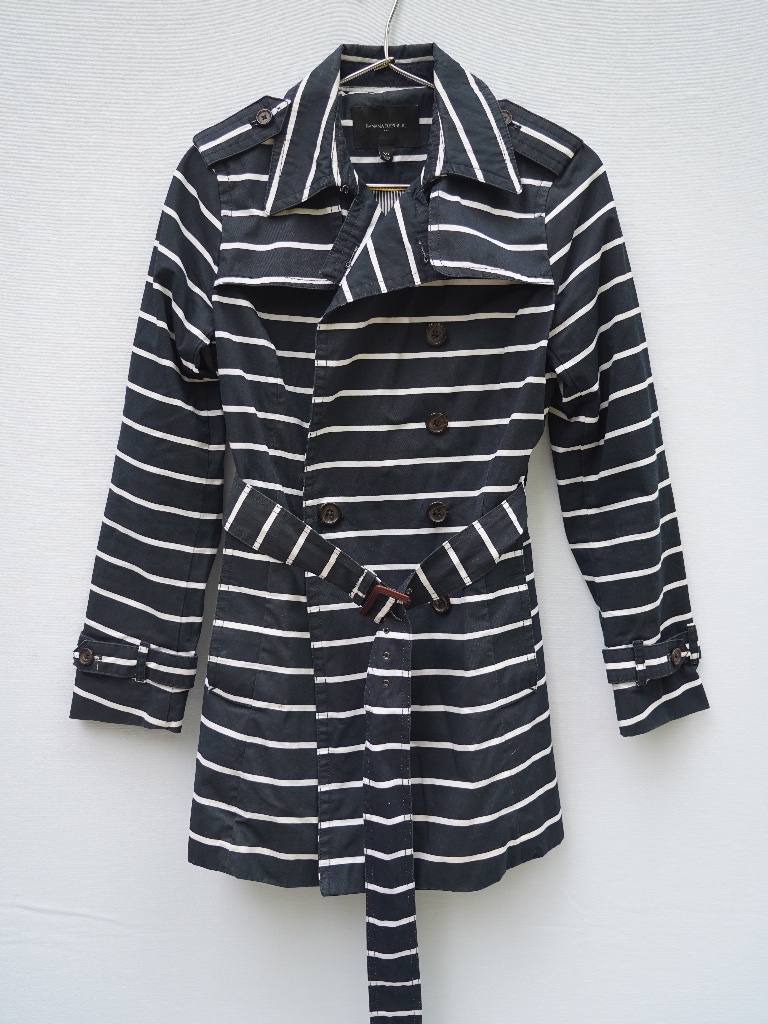 Banana Republic Navy And White Striped Trench Coat Size Xs